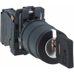 Schneider Electric XB5AG21 Schlüsselschalter, Harmony XB5, Kunststoff, schwarz, 2 Stellungen, 22mm, rastend, Ronis 455, 1S 