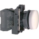 Schneider Electric XB5AVM1 Leuchtmelder, Harmony XB5, Kunststoff, weiß, 22mm, universelle LED, glatte Kalotte, 230-240V AC 