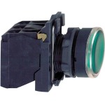 Schneider Electric XB5AW33M5 Leuchtdrucktaster, Harmony XB5, Kunststoff, grün, 22mm, universelle LED, glatte Kalotte, 1S + 1Ö, 230-240V AC 