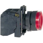 Schneider Electric XB5AW34M5 Leuchtdrucktaster, Harmony XB5, Kunststoff, rot, 22mm, universelle LED, glatte Kalotte, 1S + 1Ö, 230-240V AC 