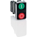 Schneider Electric ZB4BA7341 Doppeldrucktaster, Frontelement, Harmony XB4, Metall, 22mm, grün, rot, beschriftet I/O, tastend 