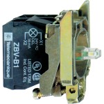 Schneider Electric ZB4BW0B11 Hilfsschalterblock mit Befestigungsflansch, Harmony XB4, Metall, weiß, universelle LED,1S, 24V ACDC 