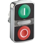 Schneider Electric ZB4BW7A3741 Doppeldrucktaster, Frontelement, Harmony XB4, Metall, 22mm, grün, rot, beschriftet I/O, beleuchtet 