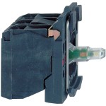 Schneider Electric ZB5AW0G15 Hilfsschalterblock, Harmony XB5, Kunststoff, weiß, universelle LED, mit Befestigungsflansch, 1S + 1Ö, 110-120V AC 