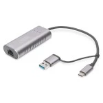Digitus DN-3028 USB Typ-C™ Gigabit Ethernet Adapter 2.5G, USB-C™ + USB A (USB3.1/3.0) 