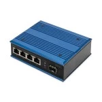 Digitus DN-651135 4 Port Gigabit Ethernet Netzwerk PoE Switch, Industrial, Unmanaged, 1 SFP Uplink 