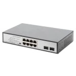 Digitus DN-95140 8-Port Gigabit PoE Netzwerkswitch, Desktop, unmanaged, 2 Uplink Ports, SFP, 180 W, af/at/bt 
