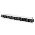 Digitus DN-95427 Steckdosenleiste mit Aluminiumprofil, 10-fach, 2 m Zuleitung, IEC C20 Stecker 
