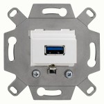 Rutenbeck 17010554 USB 3.0-Anschlussdose 1-fach mit 5 Schraubkontakten für handelsübliche TAE-Zentralstücke abbrechbarer Tragring für Stegversion 