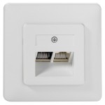 Rutenbeck 22511201 line21®-UAE-Anschlussdose für 1 Telefon/1 Datenendgerät für Anwendungen bis 100 Mbit/s mit Metalltragring mit Spreizkrallen 